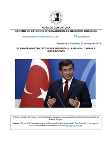 El Primer Ministro de Turquía presenta su renuncia
