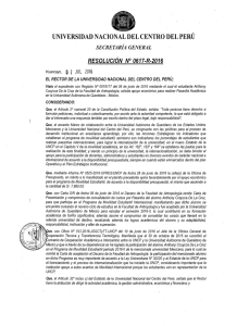 resolución n° 0617-r-2016 - Universidad Nacional del Centro del Perú