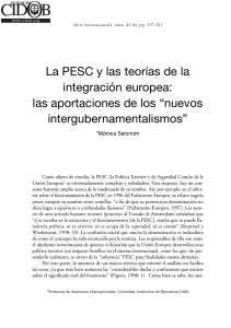 La PESC y las teorías de la integración europea: las aportaciones
