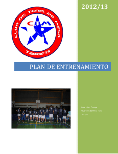 2012/13 plan de entrenamiento - Tenis de Mesa. Web Oficial