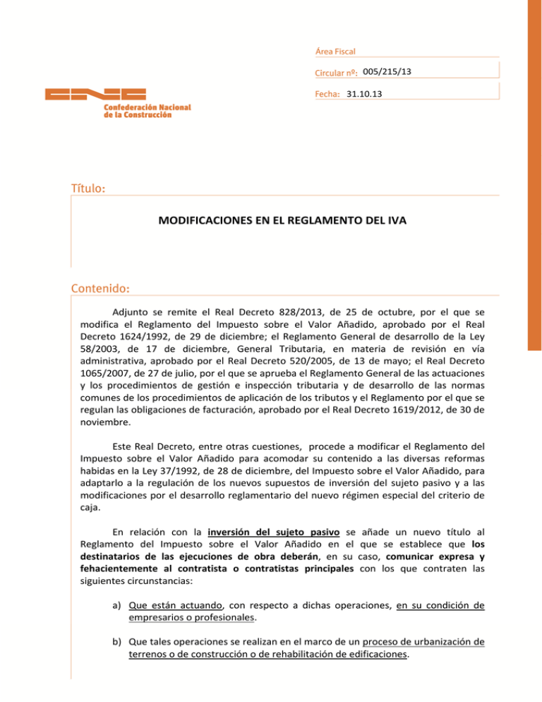 Modificaciones En El Reglamento Del Iva