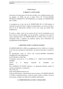 Aviso legal - Página web Colegio Villa de Navalcarnero