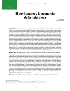El ser humano y la economía de la naturaleza