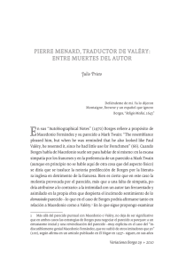 Pierre Menard, traductor de Valéry: entre Muertes del autor Julio Prieto
