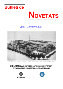 Butlletí de NOVETATS Juny – Setembre 2001