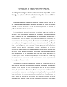 Vocación y vida universitaria - Universidad Católica Argentina