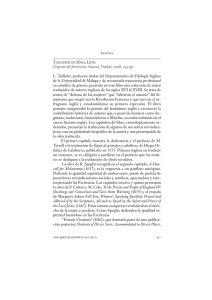 Orígenes del feminismo, Narcea, Madrid, 2008, 252 pp. L. Taillefer
