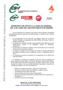 Manifiesto de CSI·F Administración Autonómica de Madrid de apoyo
