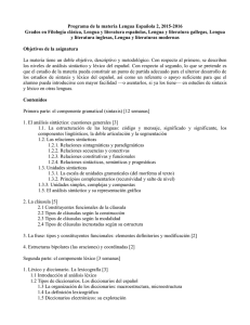Programa de la materia Lengua Española 2, 2015