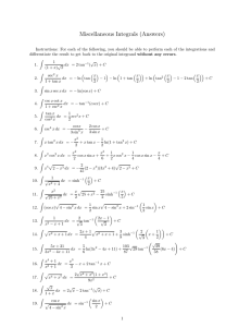 Miscellaneous Integrals (Answers)