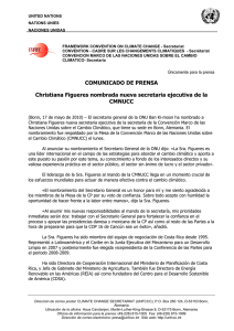 Christiana Figueres nombrada nueva secretaria ejecutiva