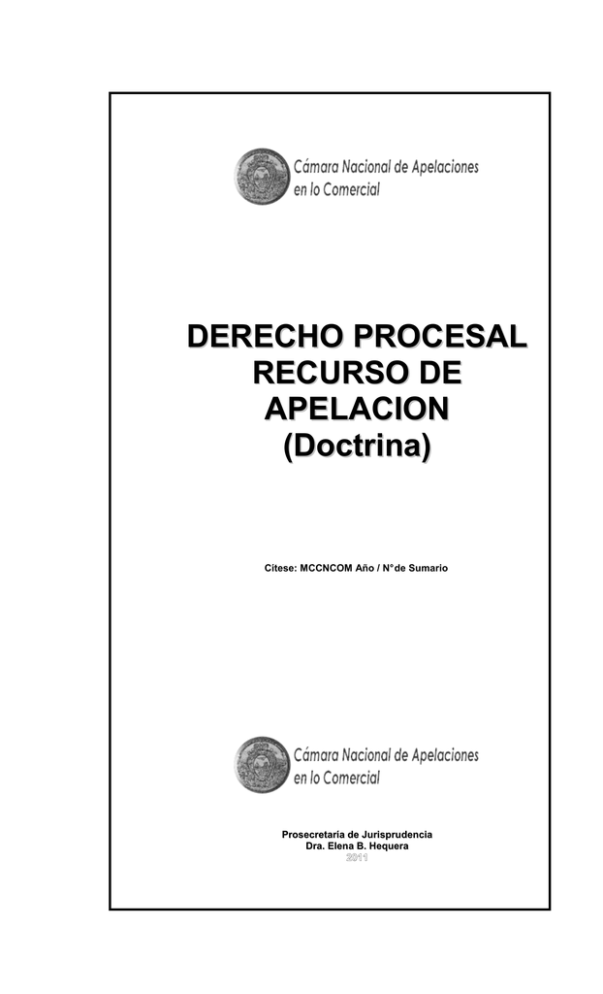 DERECHO PROCESAL RECURSO DE APELACION Doctrina