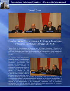 Honduras asume Vicepresidencia del Consejo Económico y Social