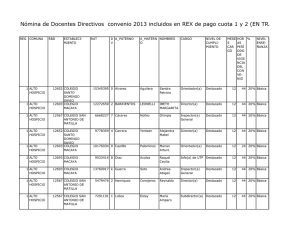 Nómina de Docentes Directivos convenio 2013 incluidos en REX de