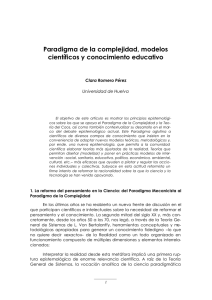 Paradigma de la complejidad, modelos científicos y conocimiento