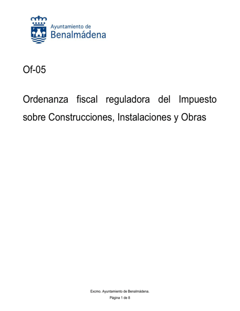 Of 05 Ordenanza Fiscal Reguladora Del Impuesto