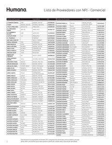 Lista de Proveedores con NPI - Comercial