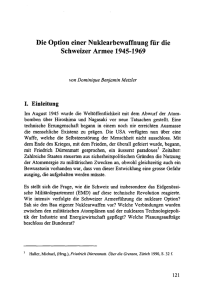 Die Option einer Nuklearbewaffnung für die Schweizer Armee 1945