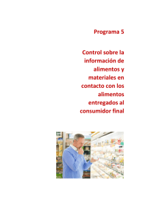 Programa 5. Control sobre la información de alimentos y MECA`s