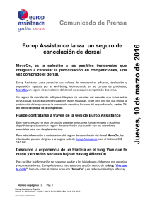 Europ Assistance lanza un seguro de cancelación de dorsal