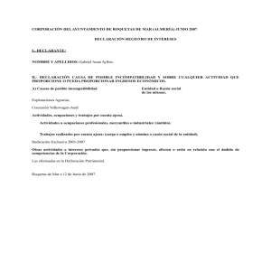 Registo de Intereses 2007 - 2011 - Ayuntamiento de Roquetas de Mar