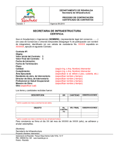 Certificado de Contratos - Gobernación de Risaralda