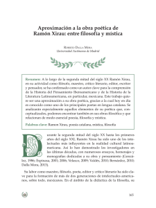 Aproximación a la obra poética de Ramón Xirau: entre filosofía y