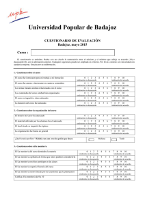 Cuestionario de Evaluación para alumnos de los Cursos de la UPB