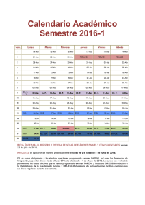 Calendario Académico Semestre 2016-1
