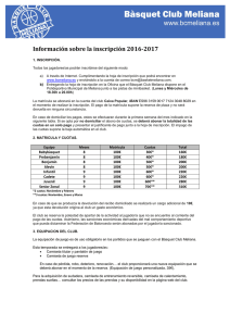 Información Inscripción temporada 2016/2017