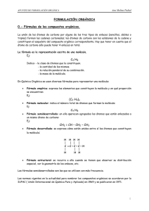 Fórmulas de los compuestos orgánicos.