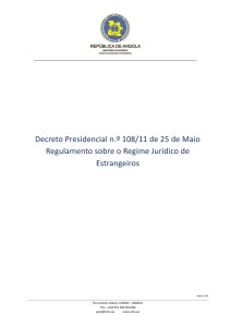 Decreto Presidencial n.º 108/11 de 25 de Maio Regulamento sobre