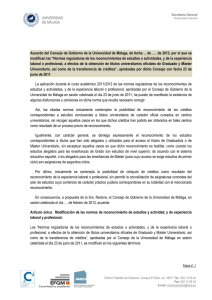 Acuerdo del Consejo de Gobierno de la Universidad de Málaga, de