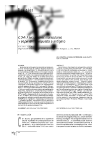 CD4: Asociaciones moleculares y papel en la respuesta a antígeno