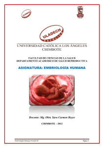 embriología humana - Universidad Católica los Ángeles de Chimbote