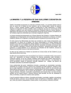 Declaración del CADIM sobre la Reserva de Biósfera San Guillermo