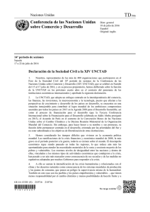 Declaración de la Sociedad Civil a la XIV UNCTAD