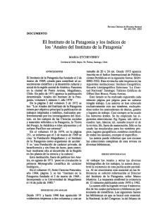El Instituto de la Patagonia y los índices de los `Anales del Instituto