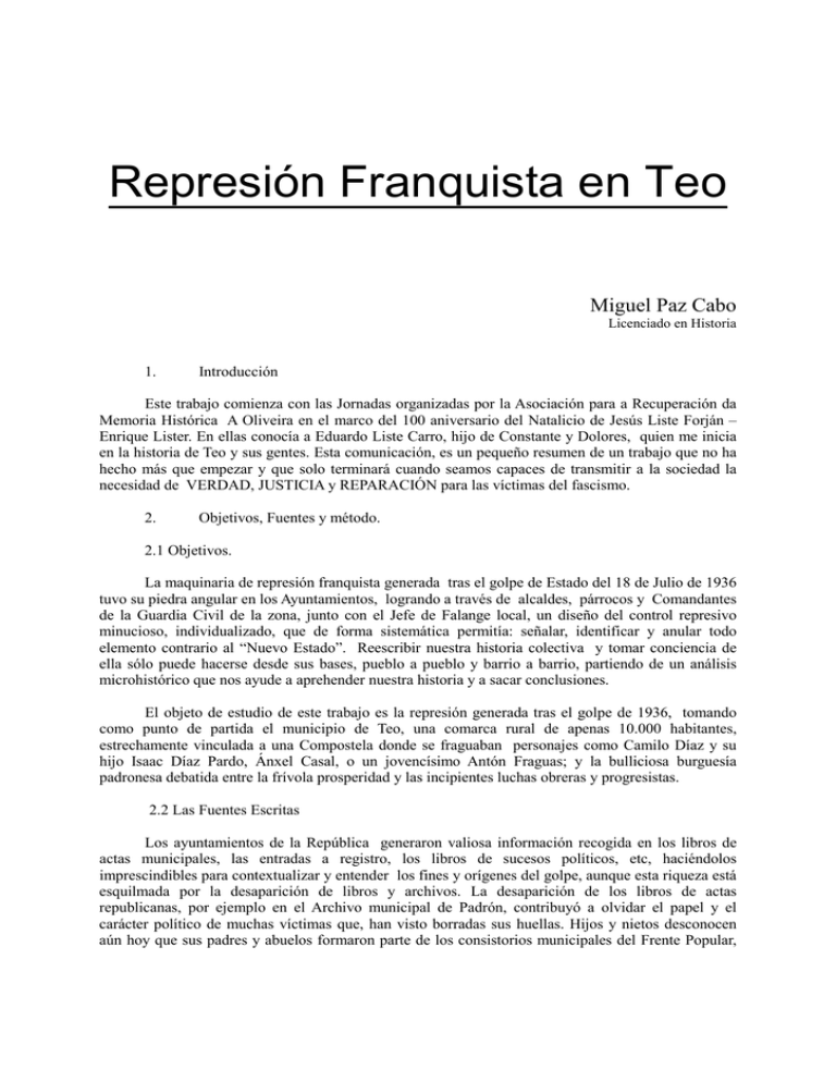 La Represi N Franquista En Teo