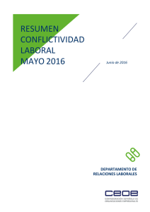 Resumen Conflictividad Laboral – Mayo 2016