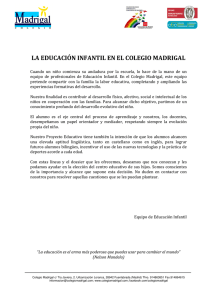 LA EDUCACIÓN INFANTIL EN EL COLEGIO MADRIGAL