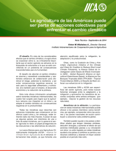 La agricultura de las Américas puede ser parte de acciones