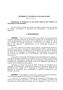 Dictamen sobre la reforma del Estatuto de Autonomía de Extremadura
