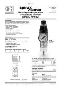 Filtro/Regulador para aire comprimido Monnier