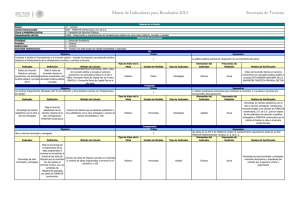 Matriz de Indicadores para Resultados 2014 Secretaría de Turismo