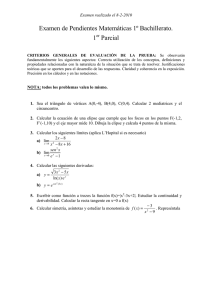 Examen de Pendientes Matemáticas 1º Bachillerato. 1 Parcial