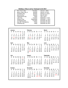 2015 calendar - National Grid