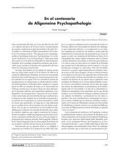 En el centenario de Allgemeine Psychopathologie