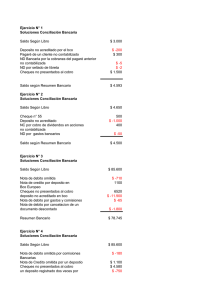 Ejercicio N° 1 Soluciones Conciliación Bancaria Saldo Según Libro