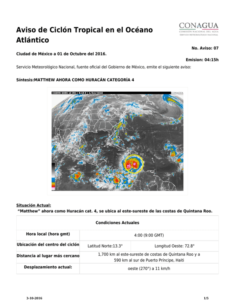 Aviso De Cicl N Tropical En El Oc Ano Atl Ntico